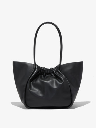 Back image of Large Ruched Tote in BLACK