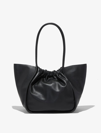 Back image of Large Ruched Tote in BLACK