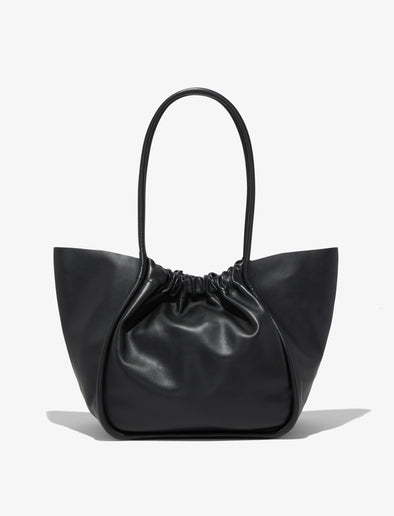 Back image of Large Ruched Tote in BLACK