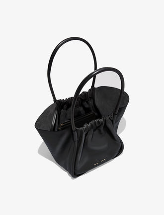 Interior image of Large Ruched Tote in BLACK