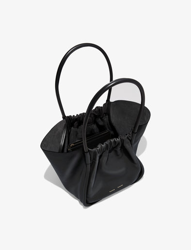 Interior image of Large Ruched Tote in BLACK
