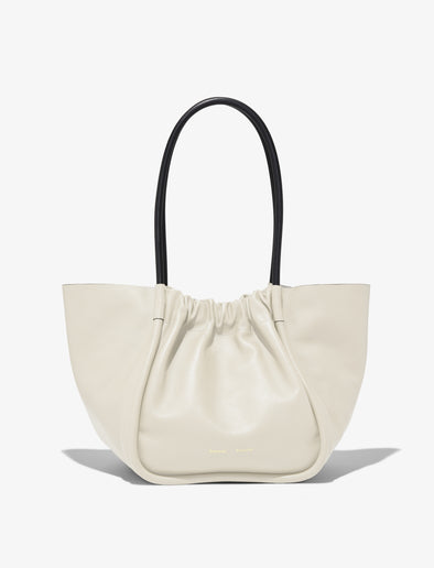Front image of Large Ruched Tote in CLAY