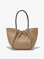 Back image of Large Ruched Tote in LIGHT TAUPE