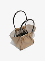 Interior image of Large Ruched Tote in LIGHT TAUPE