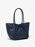 Side image of Large Ruched Tote in DARK NAVY