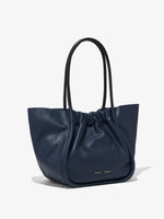 Side image of Large Ruched Tote in DARK NAVY