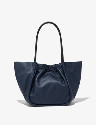 Back image of Large Ruched Tote in DARK NAVY