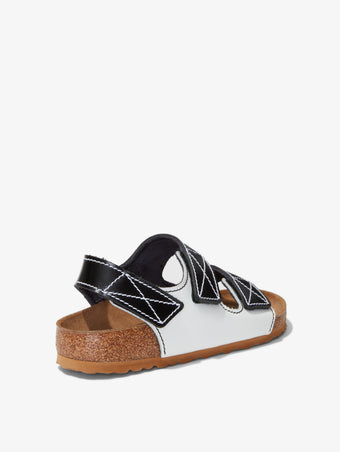 Proenza Schouler back 3/4 image of Milano PS NL Black White Birkenstock collaboration in black/white