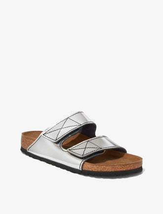 Proenza Schouler front 3/4 image of Arizona PS NL Birkenstock collaboration in Silver