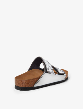 Proenza Schouler back 3/4 image of Arizona PS NL Birkenstock collaboration in Silver