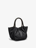 Side image of Small Ruched Crossbody Tote in BLACK
