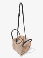 Interior image of Small Ruched Crossbody Tote in light taupe
