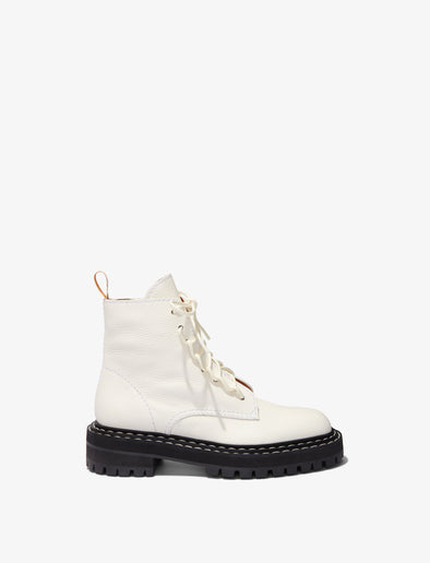 Side image of Lug Sole Combat Boots in WHITE