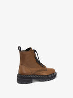 Back 3/4 image of Lug Sole Combat Boots in MEDIUM BROWN