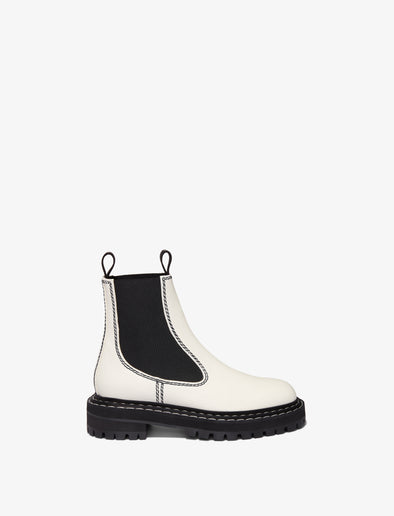Side image of Lug Sole Chelsea Boots in WHITE