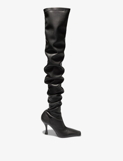 Side image of Trap Over the Knee Boots in Black