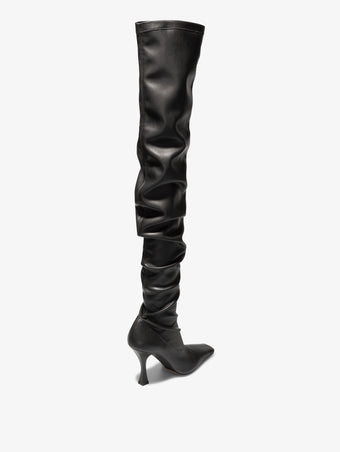 Proenza Schouler back 3/4 image of Trap Over the Knee Boots in Black 