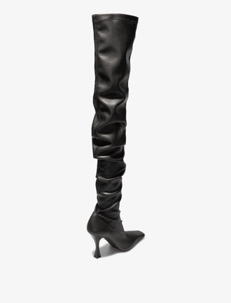 Proenza Schouler back 3/4 image of Trap Over the Knee Boots in Black 