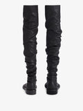 Back image of ruched thigh-high boots in Black
