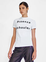 Front cropped image of model wearing Logo T-Shirt in WHITE