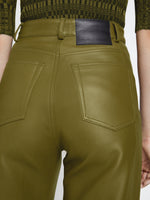 Detail image of model wearing Leather Culottes in MILITARY