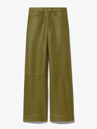 Flat image of Cropped Leather Pants in military