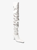 Front 3/4 image of Trap Over the Knee Boots in White