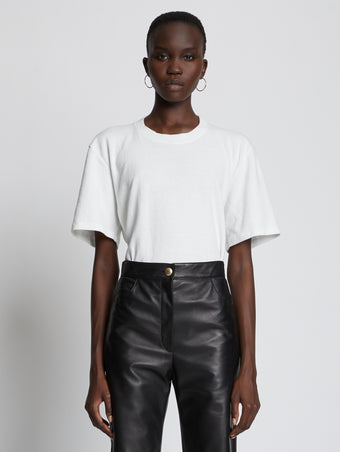 Front cropped image of model wearing Eco Cotton T-Shirt in WHITE