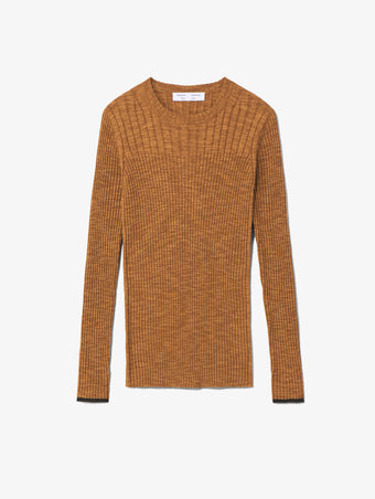 Still Life image of Fine Gauge Rib Knit Top in CHESTNUT/BLACK
