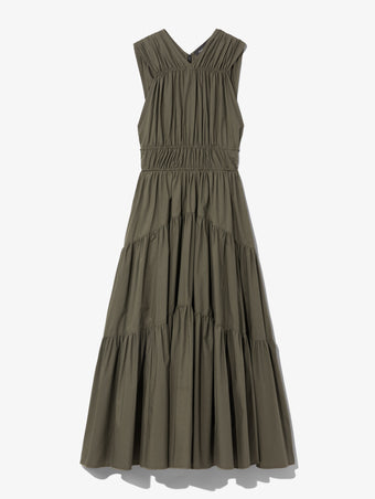 Still Life image of Poplin Gathered Tiered Dress in MILITARY