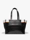 Front image of Large Morris Coated Canvas Tote in BLACK