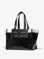 Side image of Large Morris Coated Canvas Tote in BLACK