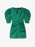 Still Life image of Linen Viscose Shirred Sleeve Top in BRIGHT GREEN