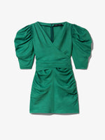 Still Life image of Linen Viscose Shirred Sleeve Top in BRIGHT GREEN