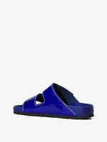 Proenza Schouler back 3/4 image of Birkenstock collaboration Arizona PS EXQ Berlin Cobalt in Cobalt