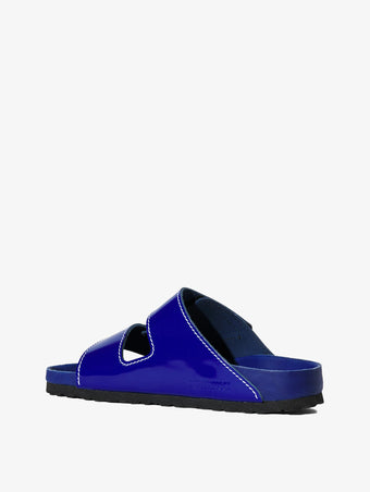 Proenza Schouler back 3/4 image of Birkenstock collaboration Arizona PS EXQ Berlin Cobalt in Cobalt