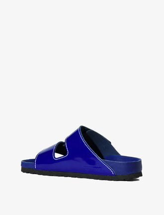 Proenza Schouler back 3/4 image of Birkenstock collaboration Arizona PS EXQ Berlin Cobalt in Cobalt