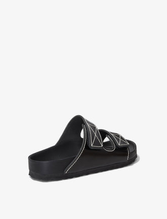 Proenza Schouler back 3/4 image of Arizona PS EXQ NL Black Birkenstock collaboration in black