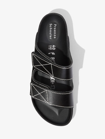 Proenza Schouler aerial image of Arizona PS EXQ NL Black Birkenstock collaboration in black