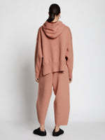 Back image of model wearing Cashmere Blend Sweatpants in rose/burgundy