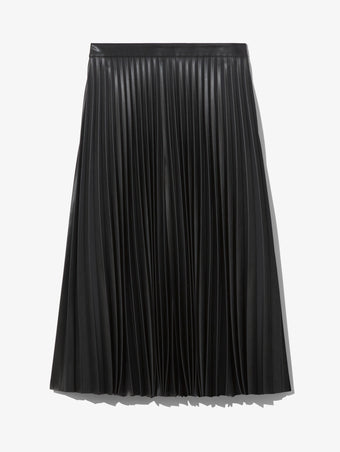 Still Life image of Faux Leather Pleated Skirt in BLACK