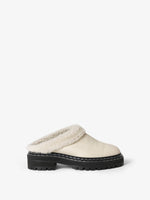 Side image of Shearling Lug Sole Mules in WHITE