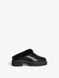Side image of Shearling Lug Sole Mules in Black