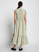 Proenza Schouler back image of model wearing Poplin Sleeveless Dress in stone