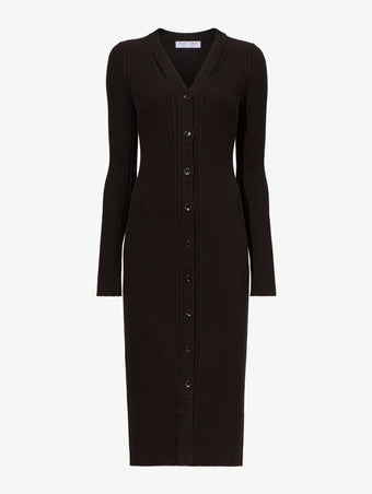 Flat image of Micro Stripe Rib Knit Dress in black