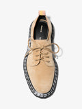 Aerial image of Suede Lug Sole Oxfords in Beige