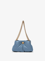 Front image of Small Puffy Chain Bag in DUSTY BLUE