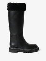 Front image of Lug Shearling Tall Boots in Black
