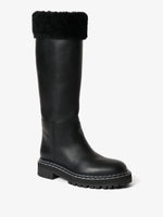 3/4 Front image of Lug Shearling Tall Boots in Black