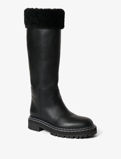 3/4 Front image of Lug Shearling Tall Boots in Black